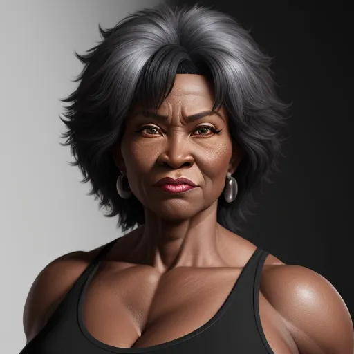ai art wallpaper: gilf ebony woman wild muscle