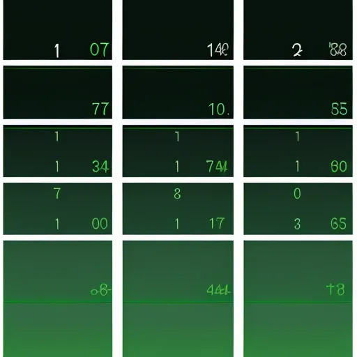 1080p to 4k converter picture - a table with numbers and times on it, and a green background with white numbers and numbers on it, by Josef Albers