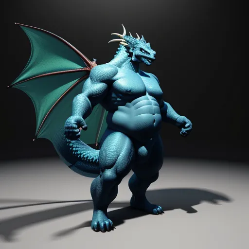 a blue dragon statue is posed in a pose with its wings spread out and a large, sharp, sharp, sharp, sharp, sharp, sharp, sharp, sharp, sharp, sharp, sharp, sharp, sharp,, by Toei Animations