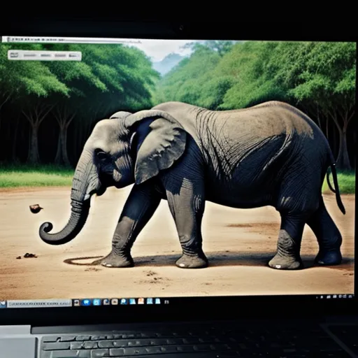 ai created pictures: Heal elephants on a computer.