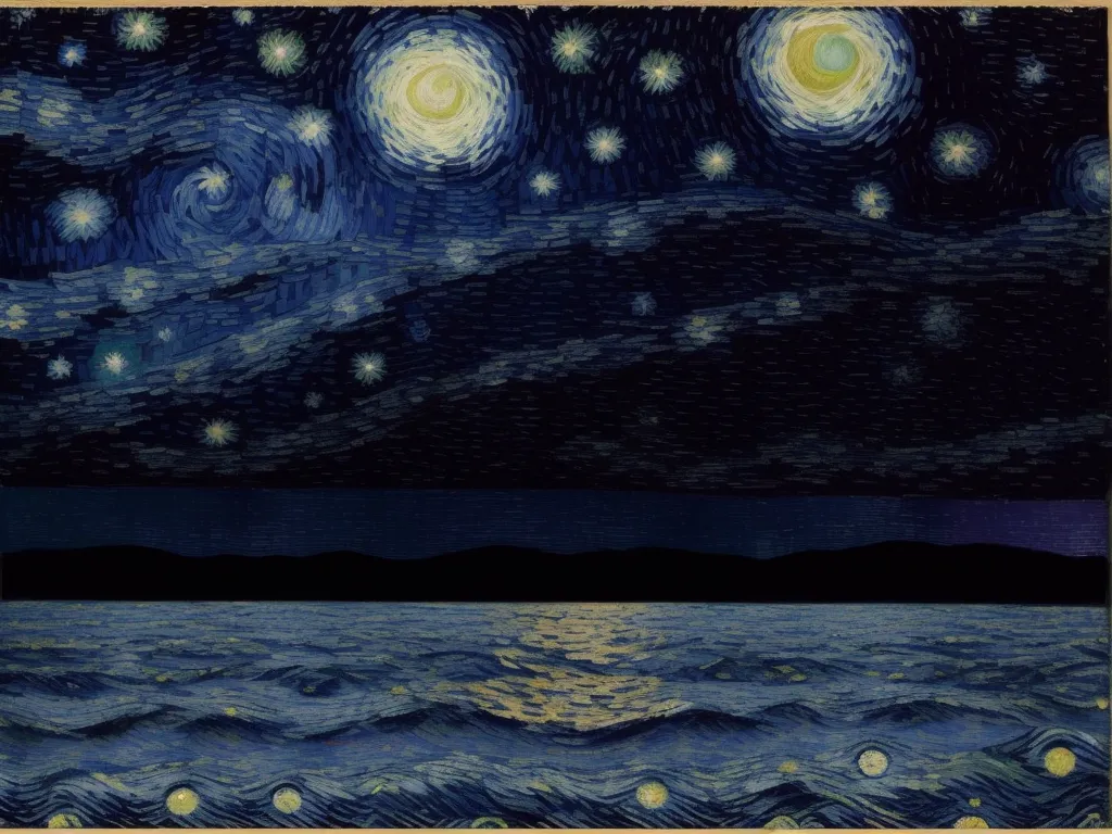 ai created pictures Van Gogh's "Starry Night" but painted by Piet