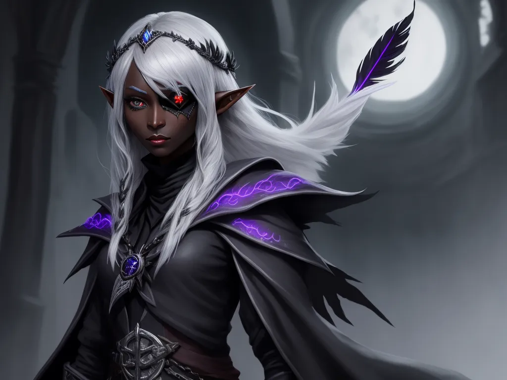 ai creates image: 1 solo female drow elf, eyepatch on left eye,