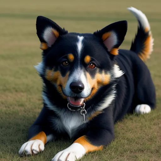 generate photo from text - a dog laying on the ground with his tongue out and eyes wide open, with a chain around his neck, by Hendrik van Steenwijk I