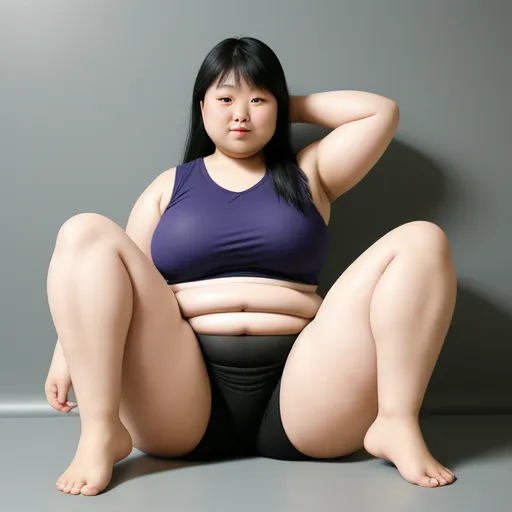 photo coverter - a woman in a purple top is sitting on a chair with her legs crossed and her legs crossed behind her head, by Terada Katsuya