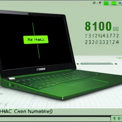 free ai text to image generator - a laptop computer with a green sticker on the screen and a green sticker on the keyboard that says, re hac, by NHK Animation