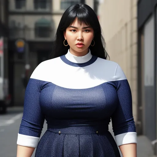 convert photo to 4k online - a woman in a dress is standing on a street corner with a bus in the background and a building in the background, by Hendrik van Steenwijk I