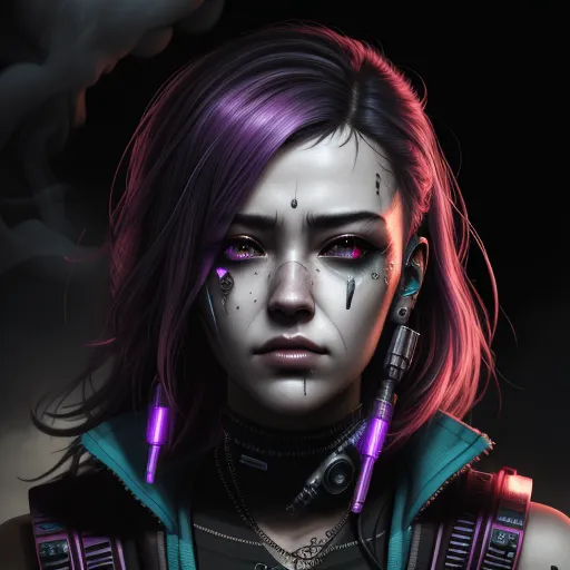 ai generated image: Pretty face, iron, smoke, cyberpunk, Hd, nice