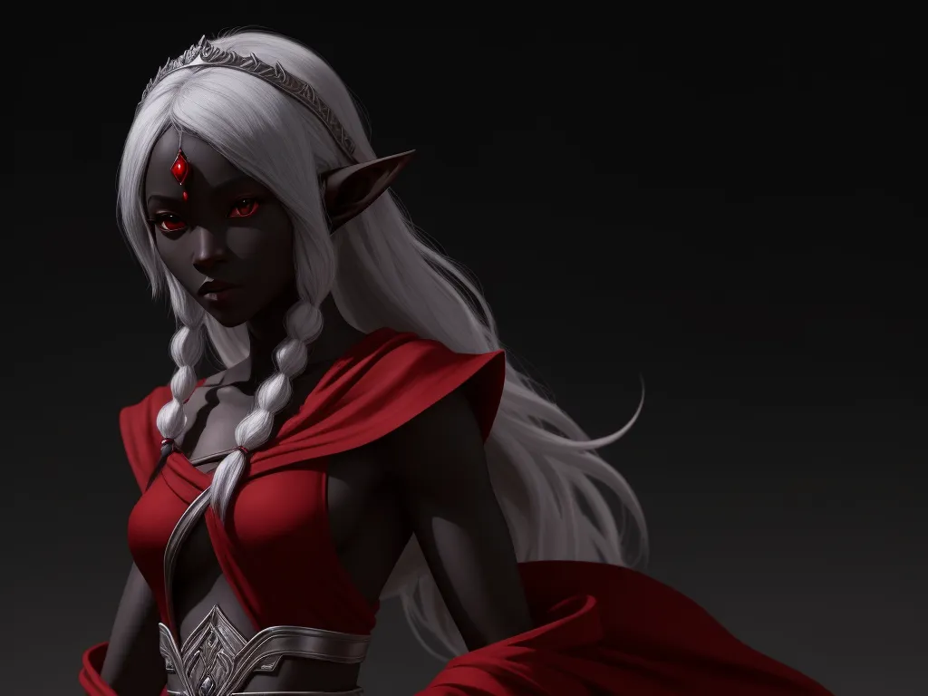 ai hd: 1 solo female drow elf monk, black skin, full