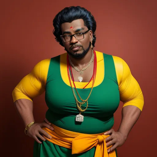 free high resolution images - a man in a green and yellow outfit with a necklace and a necklace on his neck and a necklace on his neck, by Kehinde Wiley