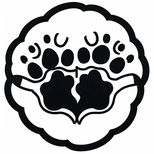 text image generator ai - a black and white image of a paw print on a white background, with a black outline of a paw print on the bottom of the image, by Baiōken Eishun