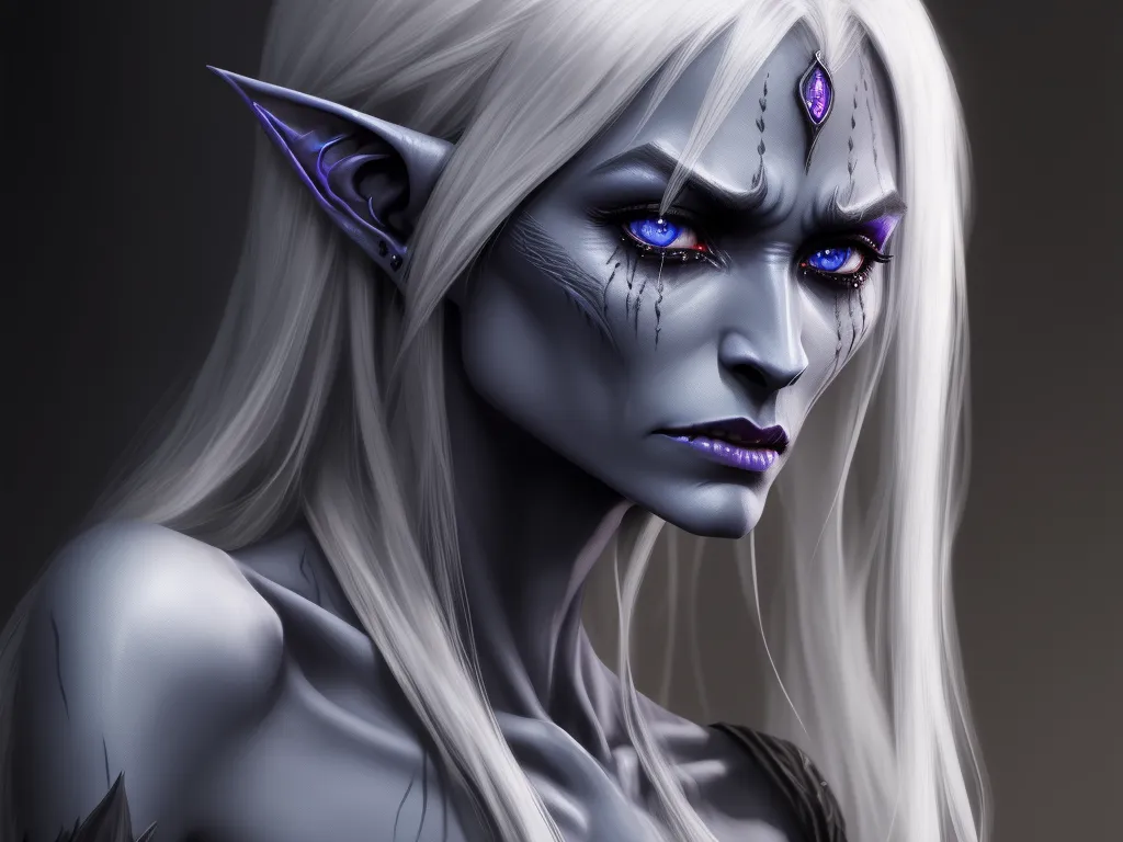 ai hd: realistic female drow elf, emaciated, skinny,