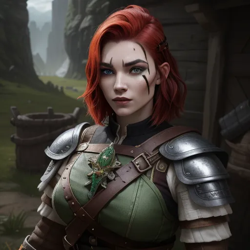 how to make photos high resolution - a woman with red hair and a green outfit in a fantasy setting with a mountain in the background and a forest in the foreground, by François Louis Thomas Francia