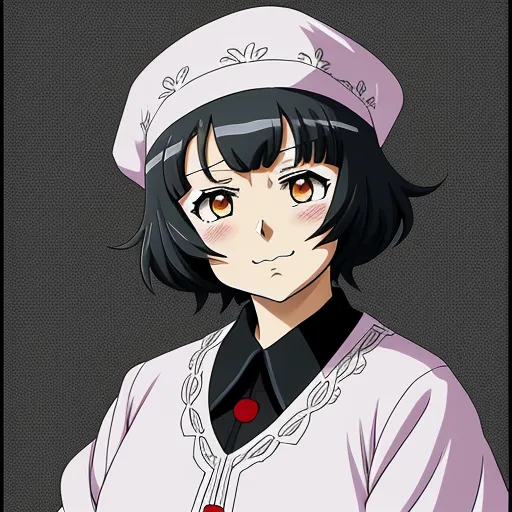 a woman in a sailor outfit with a hat on her head and a red button on her chest,, by Toei Animations