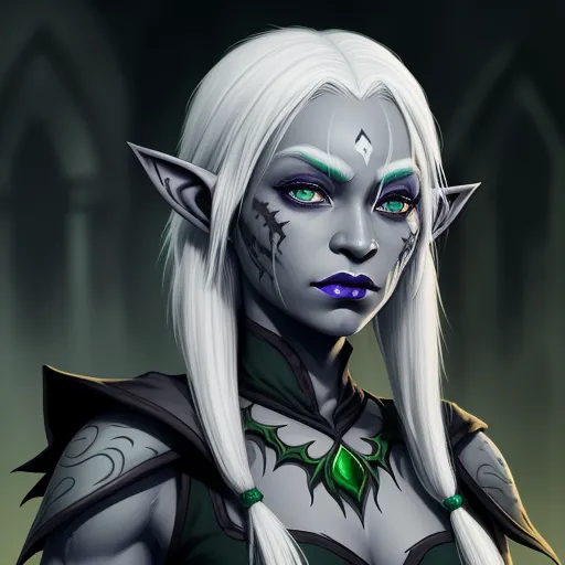 a white haired elf with green eyes and a green nose and green eyes and a green nose and green eyes, by Daniela Uhlig