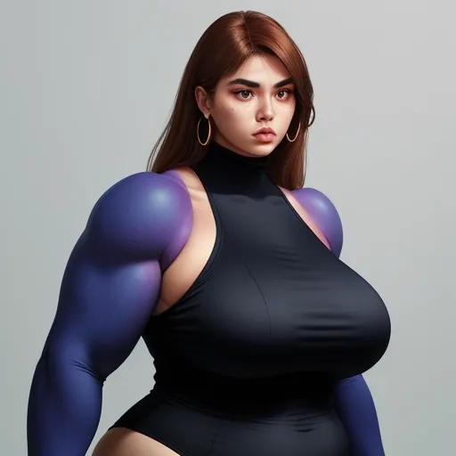 image resolution enhancer - a woman in a bodysuit with a big breast and large breasts, posing for a picture, with a large breast, by Hirohiko Araki