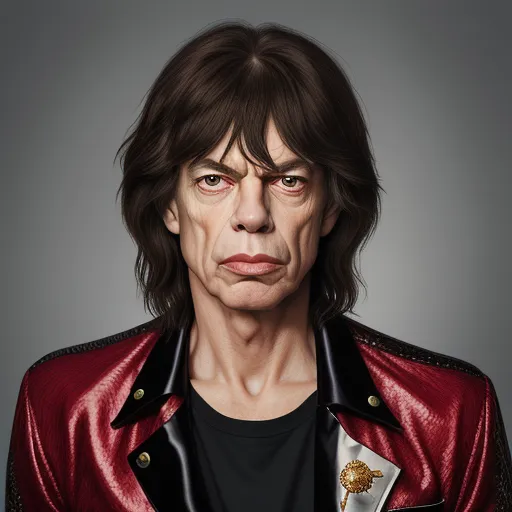 high resolution image - a painting of a man with a red jacket and a black shirt and a gold badge on his lapel, by Conor Harrington