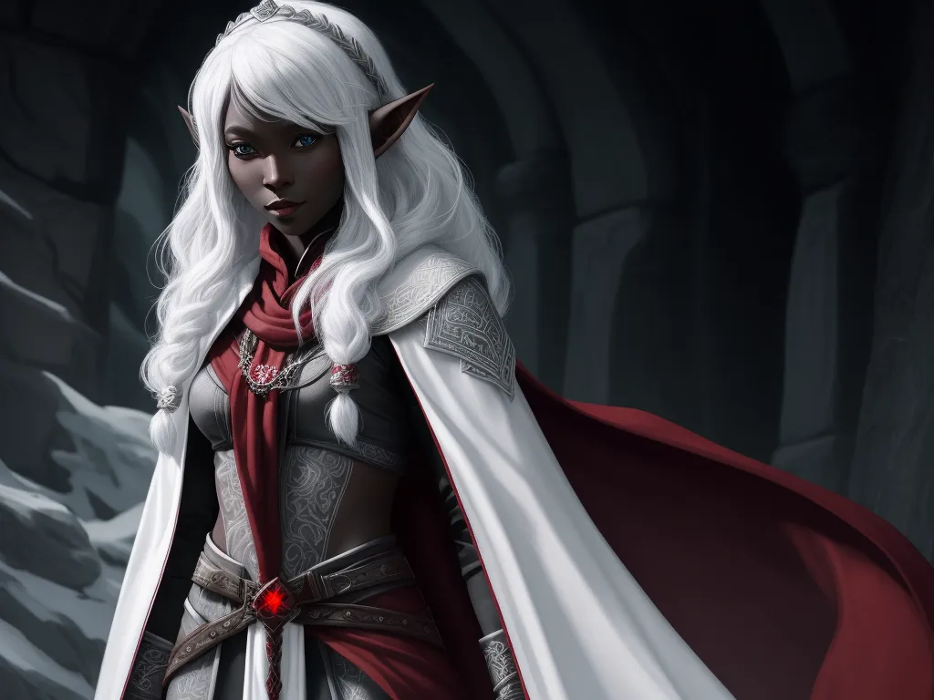 ai genrated images - a woman dressed in a white and red outfit with a red cape and a red cape on her head, by Lois van Baarle