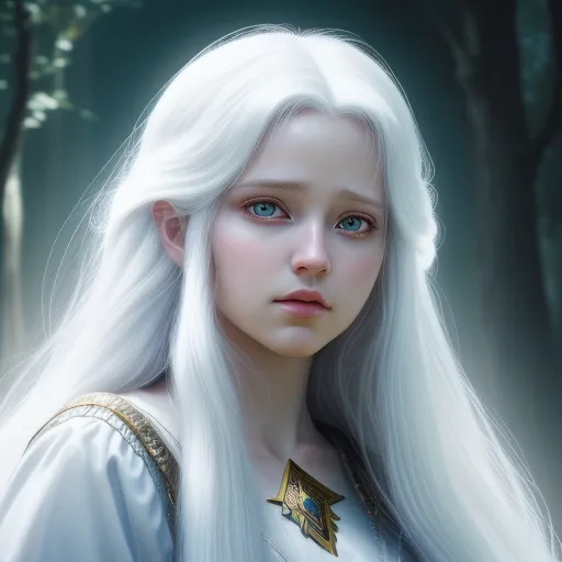 ai image generator free: heavenly and angelic woman of long white hair,