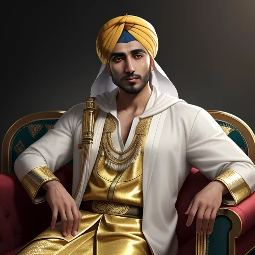 ai image generator from text: A handsome Arab man in traditional clothing