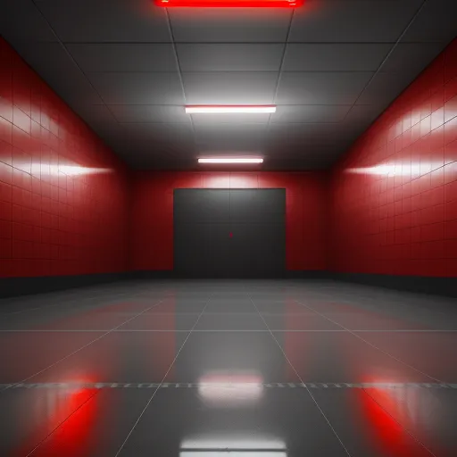 a red room with a red light in the middle of it and a red light in the middle of the room, by Hendrik van Steenwijk I