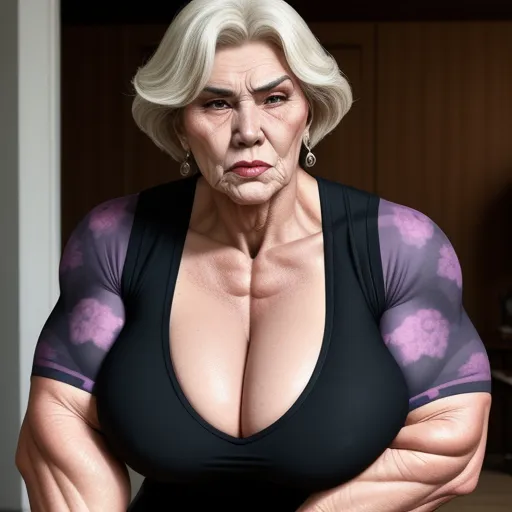 Ai Image Gilf Huge Serious Sexy Big Strong Granny