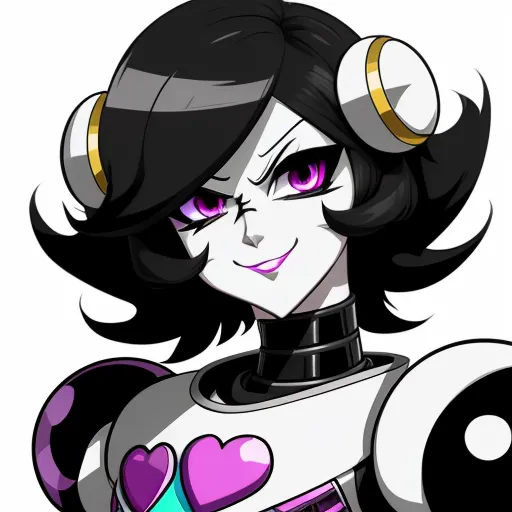 a cartoon character with a robot like outfit and purple eyes and a heart on her chest, with a white background, by Toei Animations