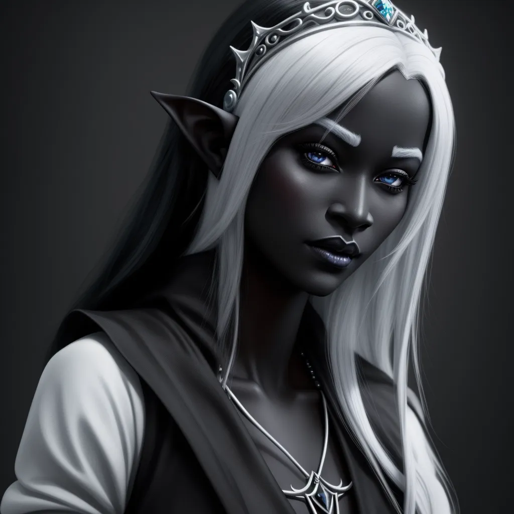 text to picture ai generator - a woman with white hair wearing a tiara and a necklace with a blue stone on it's head, by Lois van Baarle