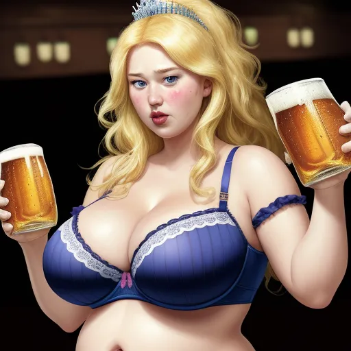 Ai Image Modifier Huge Bra Beer Bloated Belly Princess Blonde