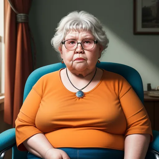 a woman sitting in a blue chair with a necklace on her neck and a necklace on her neck, in a room with a window, by Alex Prager