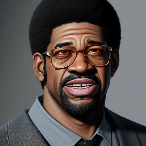 images hd free - a man with glasses and a beard is smiling for a picture in a portrait style with a gray shirt and gray shirt, by Barkley Hendricks