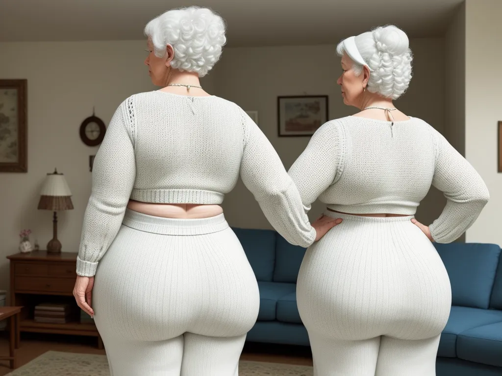 Ai Image To Image White Granny Big Hips Wide Hips Knitting Big 4677