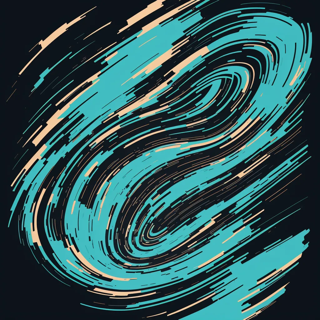 low quality images - a blue and black swirl with a black background and a white swirl in the middle of the image, with a light blue background, by Oskar Fischinger