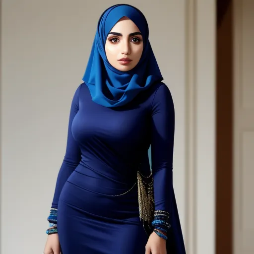 ai image upscaler: arab woman in tight dress and scarf