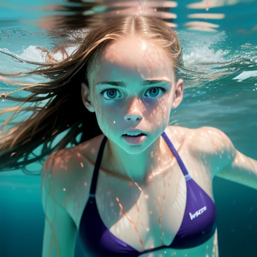 4k picture converter free - a woman in a bikini swimming in the water with her hair blowing in the wind and looking at the camera, by Alex Prager