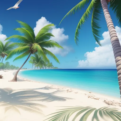 ai images: nice palm trees on tropical sandy beach, sunny