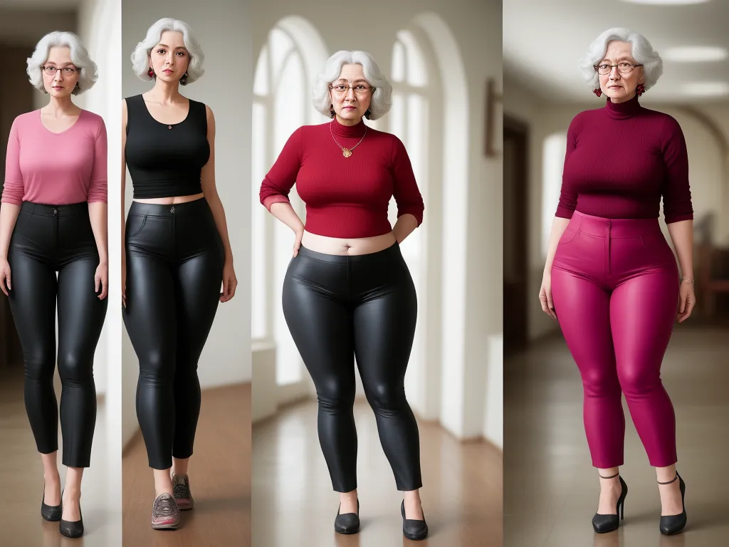 ai photo tool Grandma wide hips arched legs pants