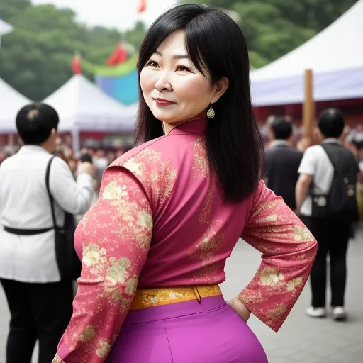 Ai Photo Tools Big Booty Middle Aged Asian Woman In Pose Showing