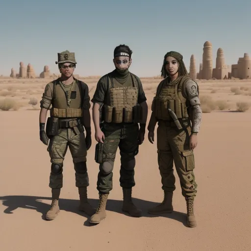 ai photo tools Soldiers in a post apocalyptic desert