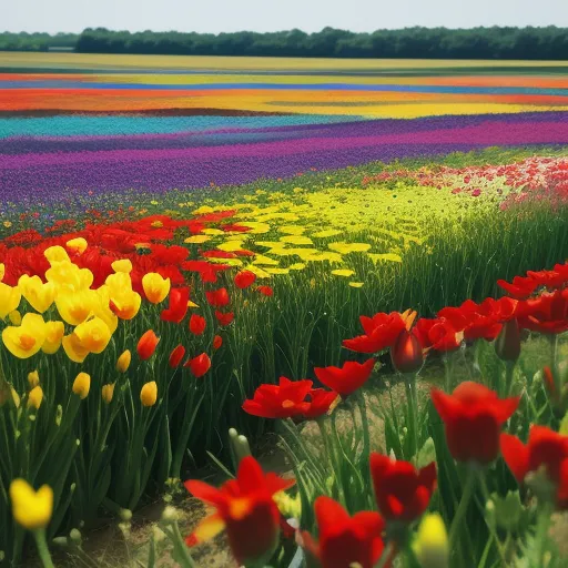 photo converter - a field of flowers with a lot of different colors in the background and a sky background with a few clouds, by Frédéric Bazille