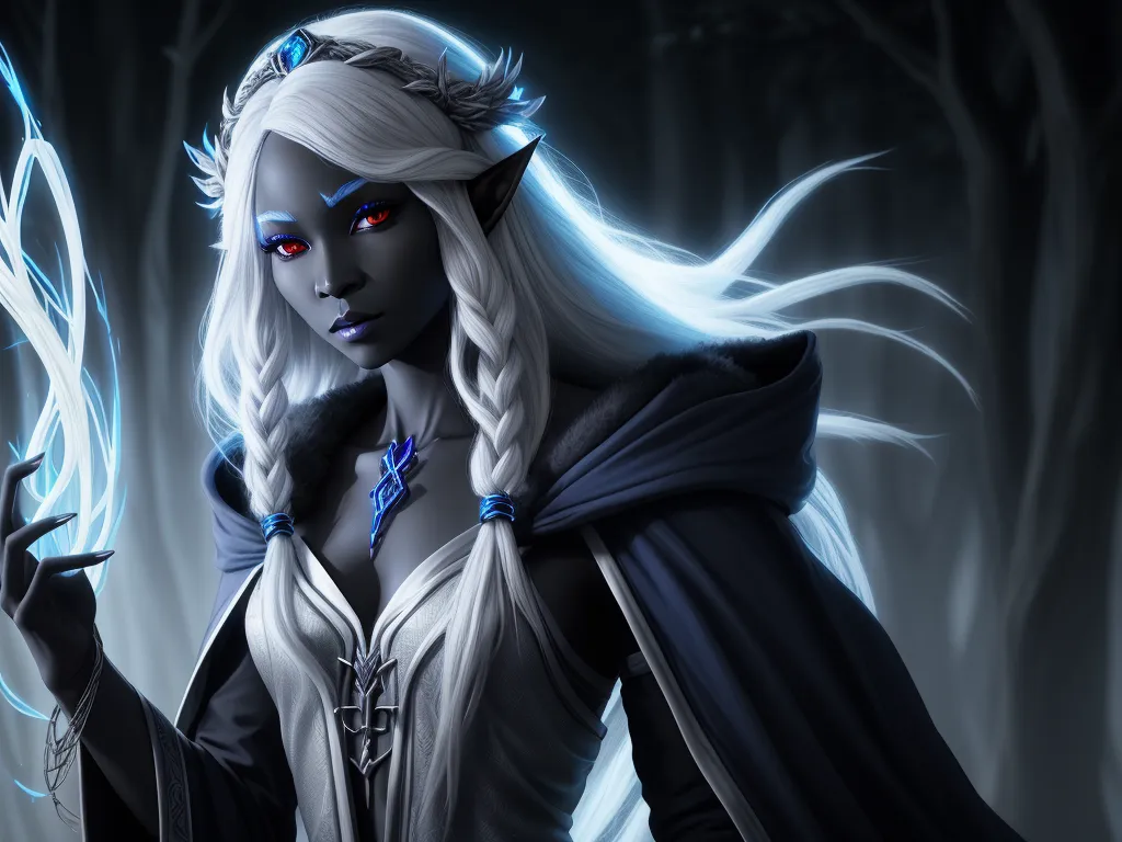 1080p to 4k converter - a woman with white hair holding a sword in her hand and wearing a white outfit with blue eyes and a blue cape, by Daniela Uhlig
