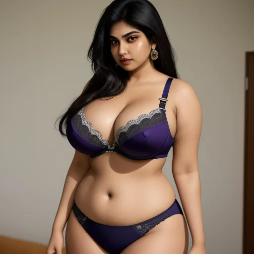 ai powered photo editor bigindianwomen, with deep navel, in bra and panty