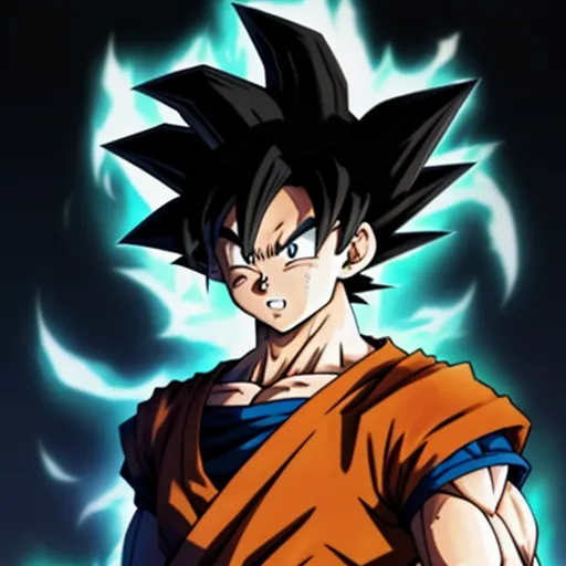 generate photo from text - a cartoon character with a blue background and a black background with a blue light behind him and a black background with a blue light behind him, by Toei Animations