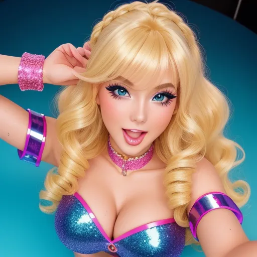 a barbie doll with a very big breast and a very sexy outfit on her chest and chest, posing for a picture, by Sailor Moon