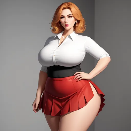 a woman in a skirt and shirt posing for a picture with her hands on her hips and her butt showing, by Hanna-Barbera