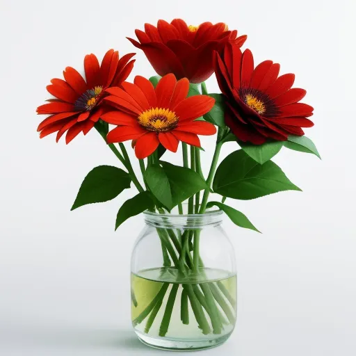 free high resolution images - a vase filled with red flowers on top of a table next to a white wall and a green plant, by Frédéric Bazille