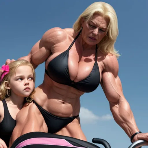 Ai To Create Images Gilf Huge Older Muscle Woman In Black Bikini