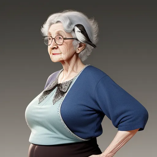 Ai To Create Images Heavily Belly Elderly Granny Side View Very