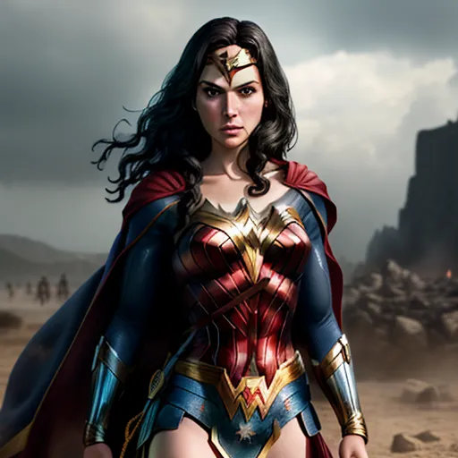 ai to make images: Wonder Woman gal gadot next to henry cavill