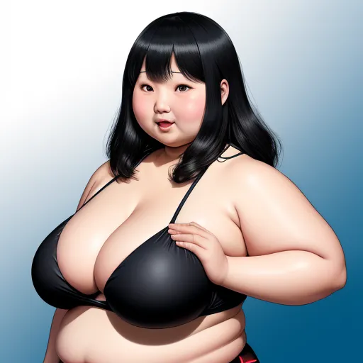 ai images generator - a woman with a big breast wearing a black bra and a red skirt with a red ribbon around her waist, by Terada Katsuya