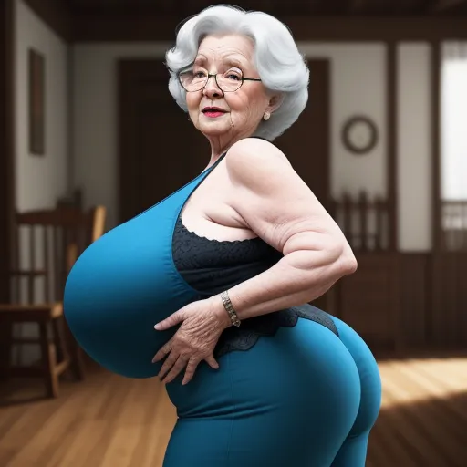 Ai Upscale Image Granny Showing Her Big Booty Fat